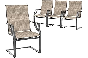 Amopatio Slingback Patio Dining Armchairs Set of 4, Outdoor Chairs for All Weather, Brown