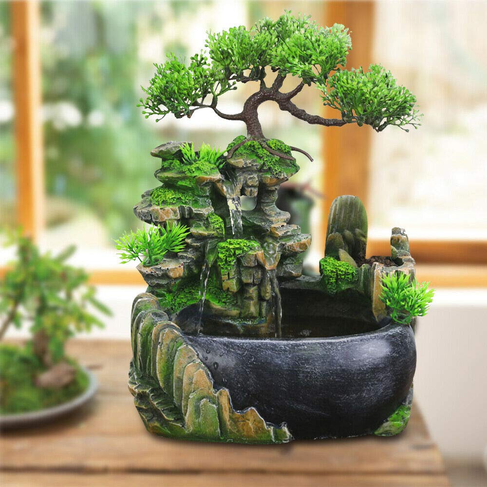 Mini pietra cascata da tavolo da giardino, pianta da interni, decorazione da tavolo, adatta per soggiorno, camera da letto, ufficio, caffetteria, ecc