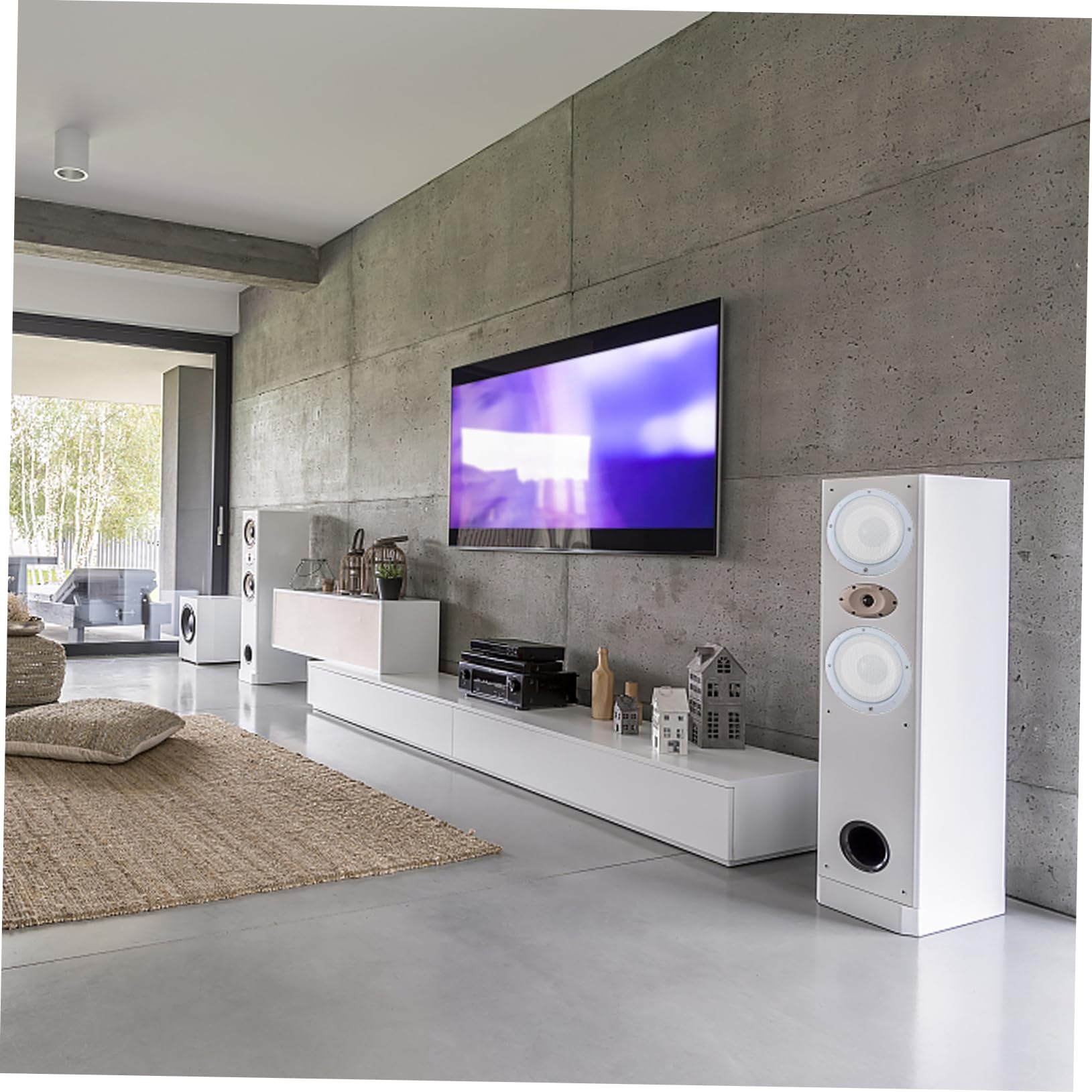 Housoutil 2pcs Speaker Grille Cover Protective Mesh Horn Guard for Audio Speakers White Design Easy Installation for Home Car Use