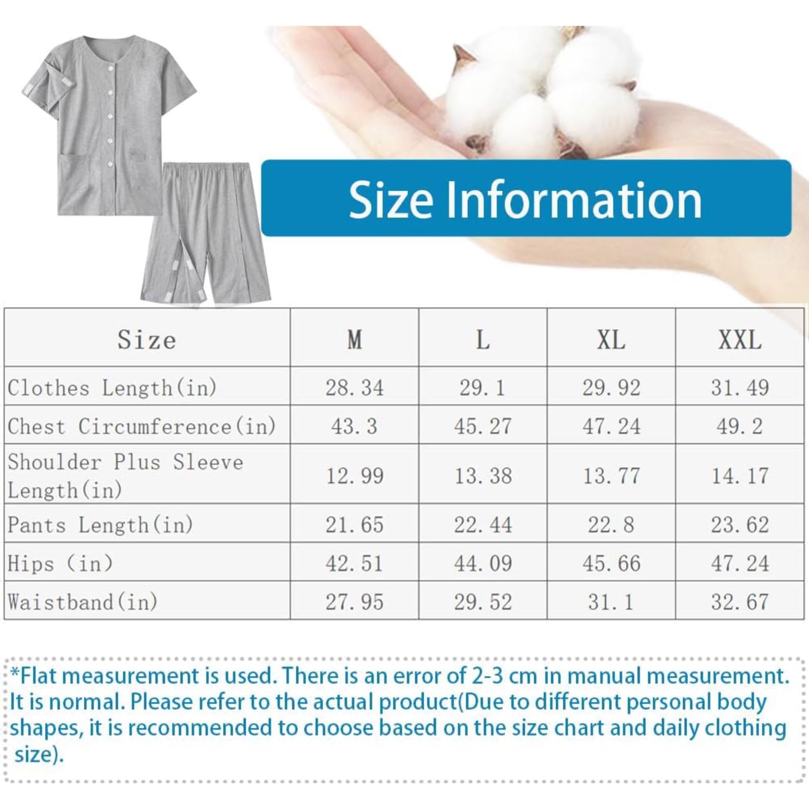 Camici Unisex in Cotone for pazienti, Completamente Aperti su Entrambi i Lati for pazienti Costretti a Letto, Camicie da Notte estive Corte for Ospedale