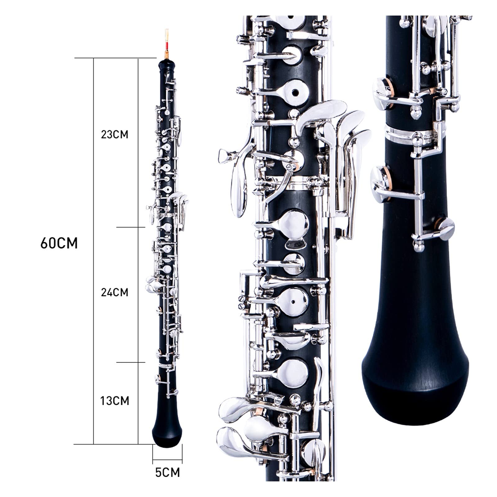 Strumento Oboe Key Professional C Keboe Style Style Semi- Automatico Tasti nichelato Strumento di Legno con Custodia in Pelle di Guanti ad Oboe Reed Principiante di Oboe