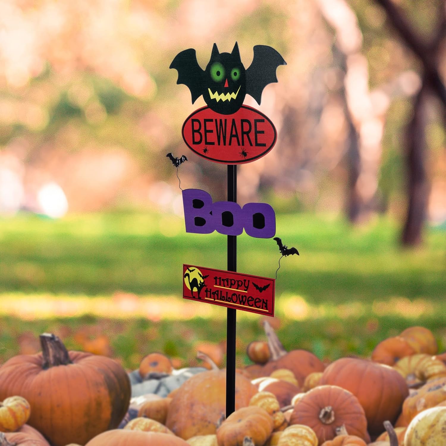 Halloween Yard Sign Stakes Decorations Metal Large Lawn