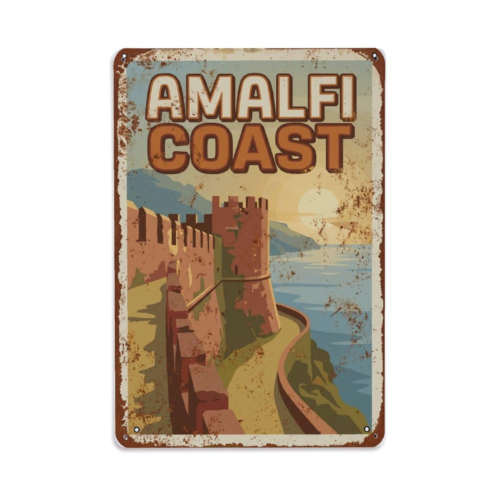Vintage Travel Rampart Italy Historic Metal Tin Sign Plaque Wall Decor for Cafe, Club Bar, Office, Home Garden Metal Poster 8x12Inch