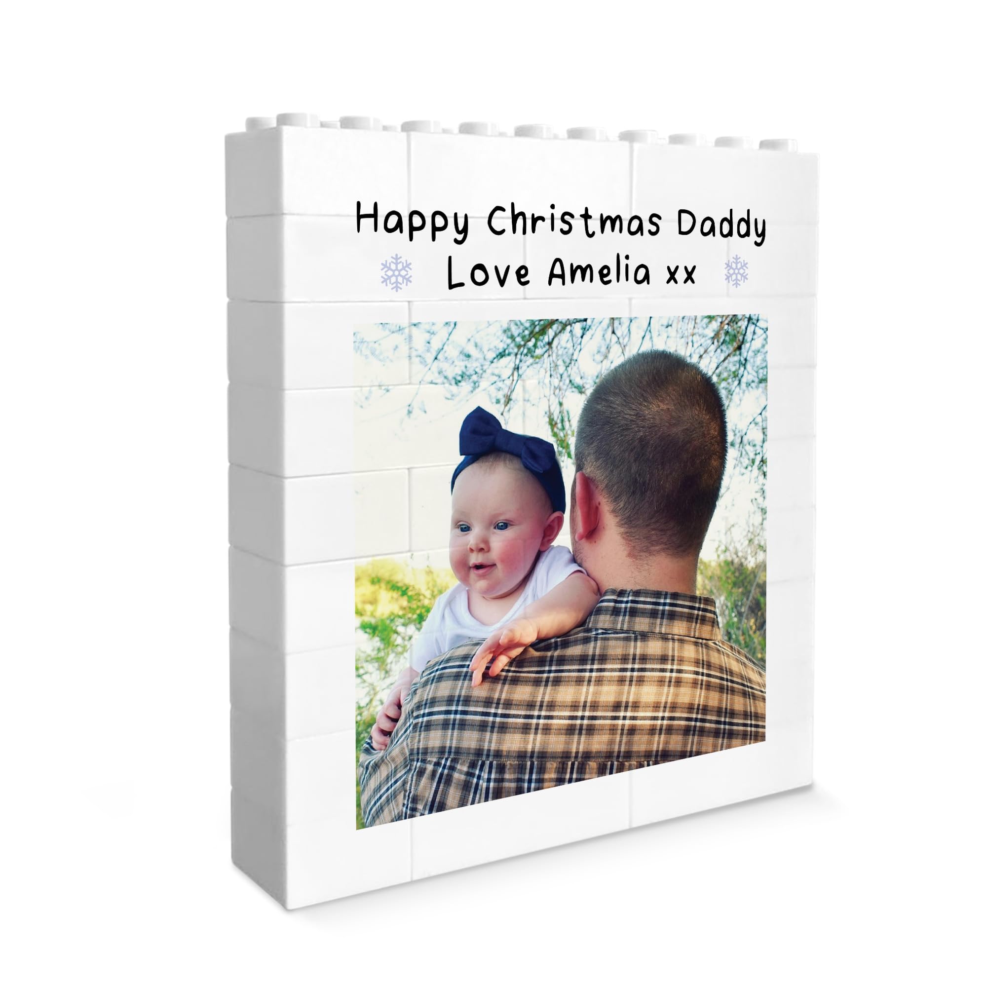 RED OCEAN Personalised Happy Christmas Daddy, Brick Photo Block, for Daddy, Building Block, Puzzle, For Him, Christmas From Daughter Son