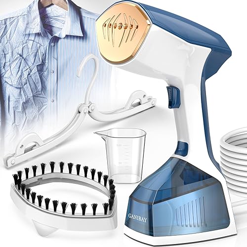 Miniatura 9 de Vaporizador para ropa, vaporizador de ropa de mano de 1600 W con tanque de 12.2 fl oz, vaporizador de ropa portátil de calentamiento rápido con LCD,