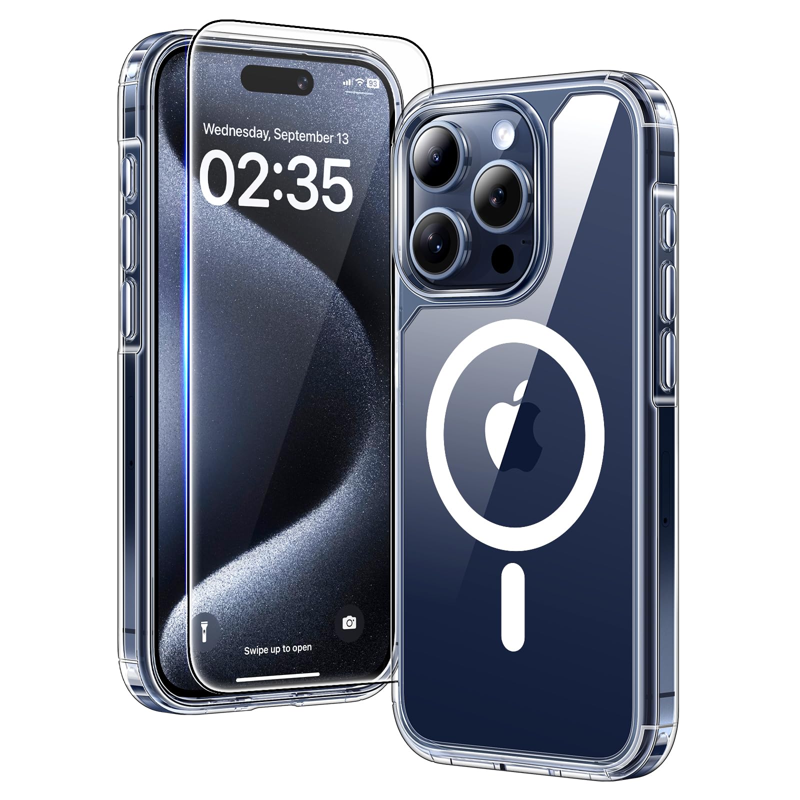 TAURI Funda para iPhone 13/iPhone 14, Compatible con MagSafe [No amarillea] con Vidrio Templado, Carcasa Nueva para iPhone 13/iPhone 14,Funda Ultra Fina antichoque - Transparente — view 28