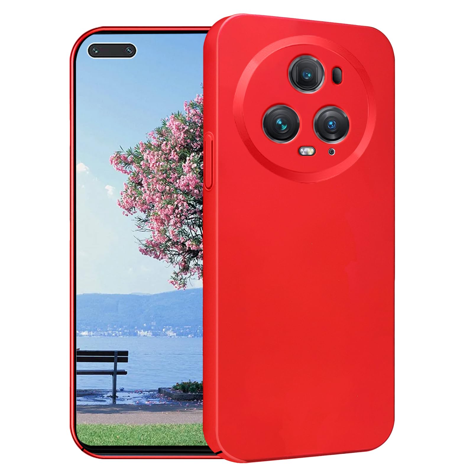 Coque Honor Magic 5 Pro rouge rigide antichoc en polycarbonate mince