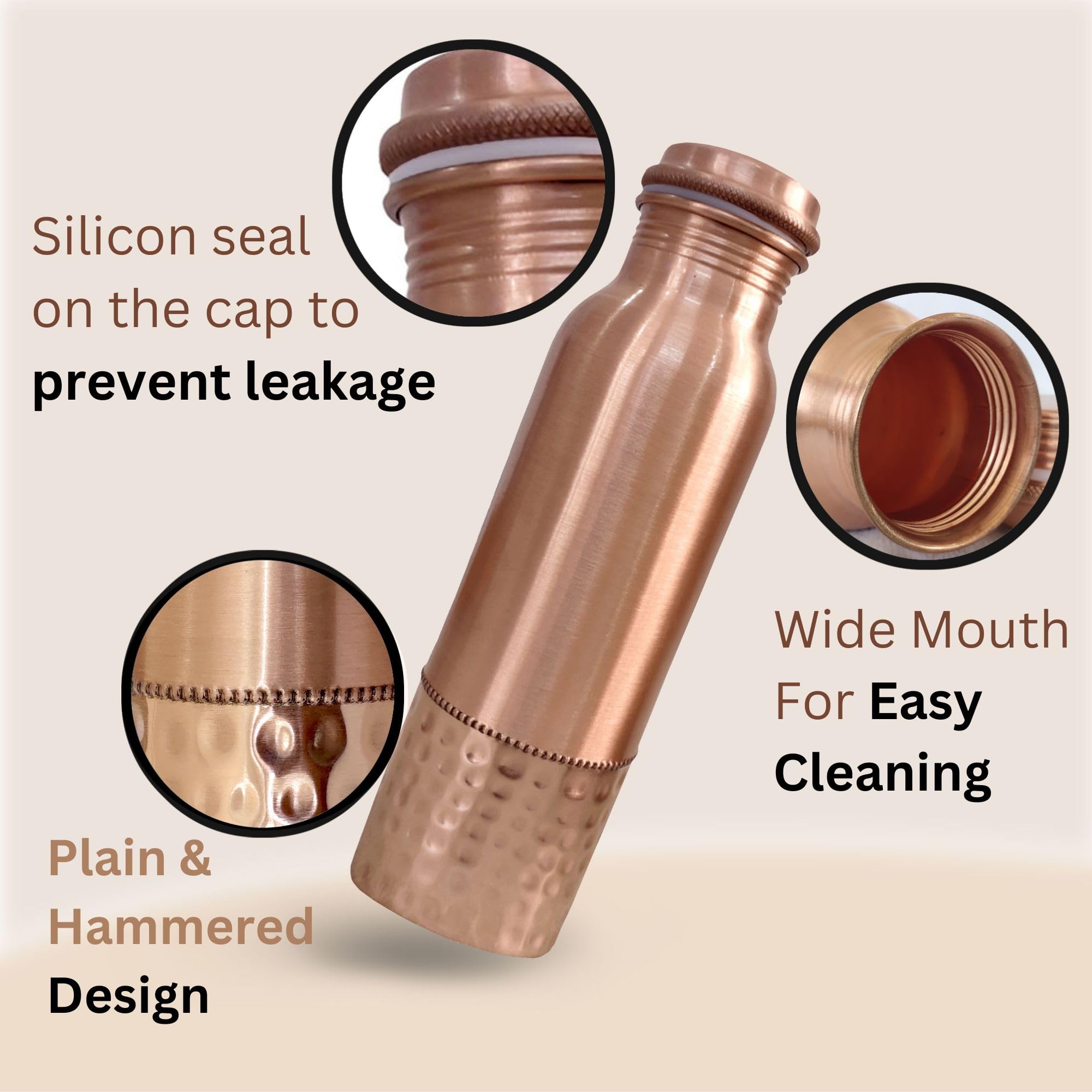 Ayurvedic Drinking Copper Water Bottle For Sports, Travel