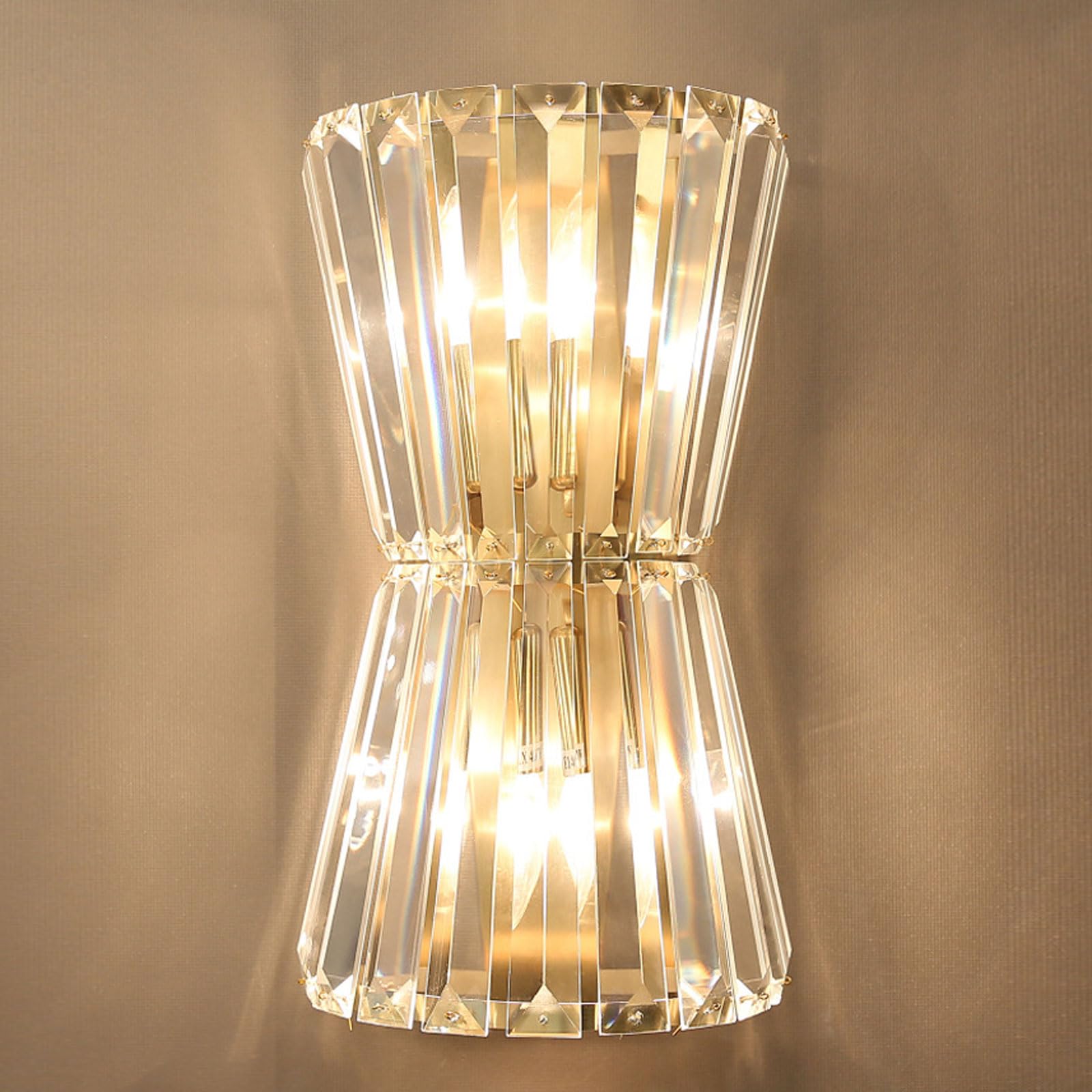 AWEITG European Style Golden Metal Wall Lamp Crystal Lampshade - Minimalist Indoor Mount Light for Hallway and Living Spaces(Gold-1)