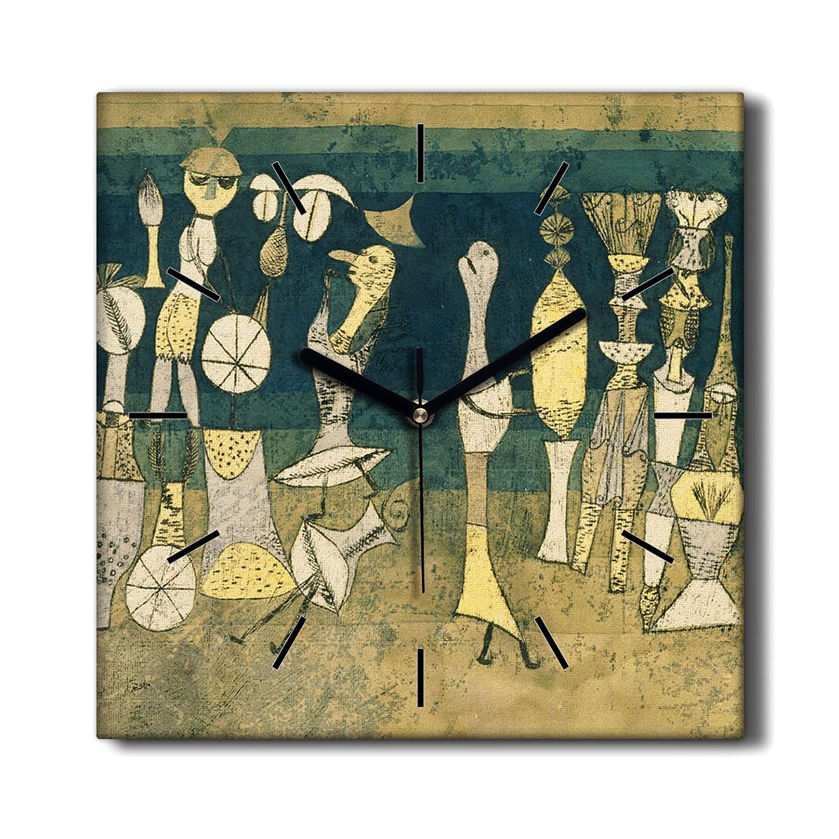 Horloge sur Toile silencieuse Coloray motif La comédie 30x30cm