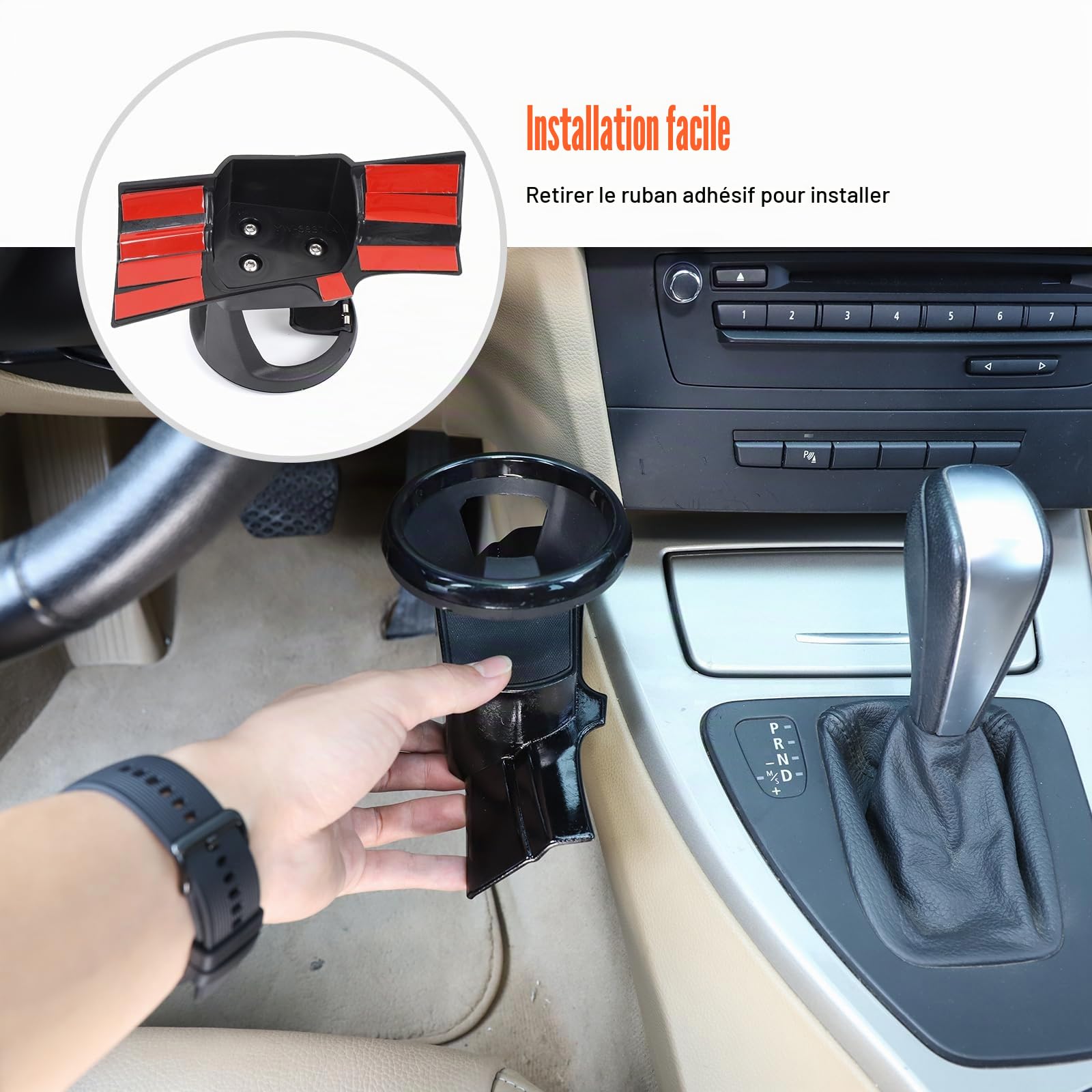 Porte-gobelet de voiture, porte-gobelet de voiture, porte-gobelet gauche, ABS, 1 pièce, compatible avec BMW Série 3 (2005-2012)