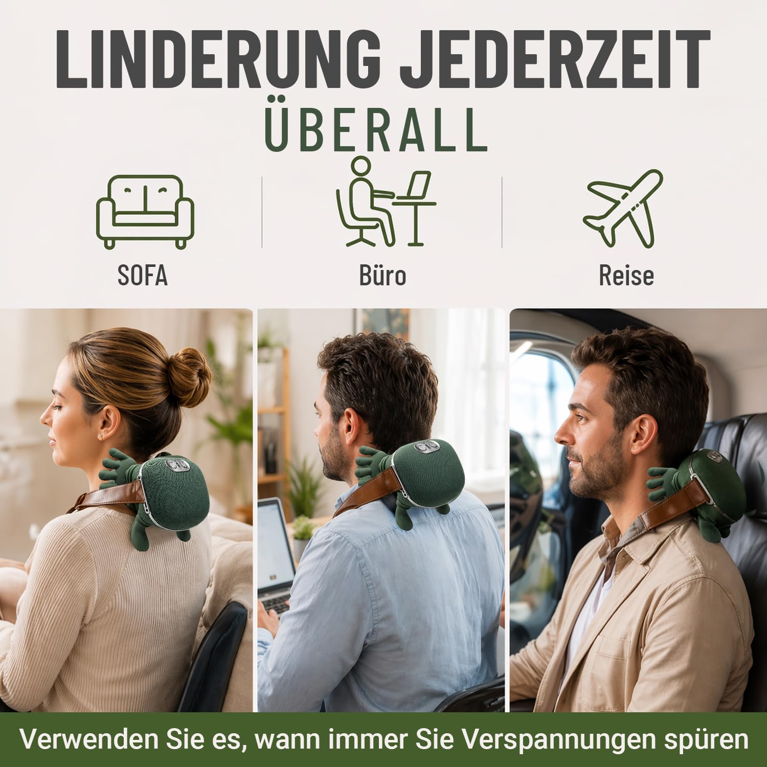 BeFit24 Nackenmassagegerät 4D mit Wärme, Kabellos, Tiefengewebe Massagegerät für Nacken Schulter Rücken, Effektiv gegen Schmerzen & Verspannungen, Ideal für Büro, Zuhause & Geschenk