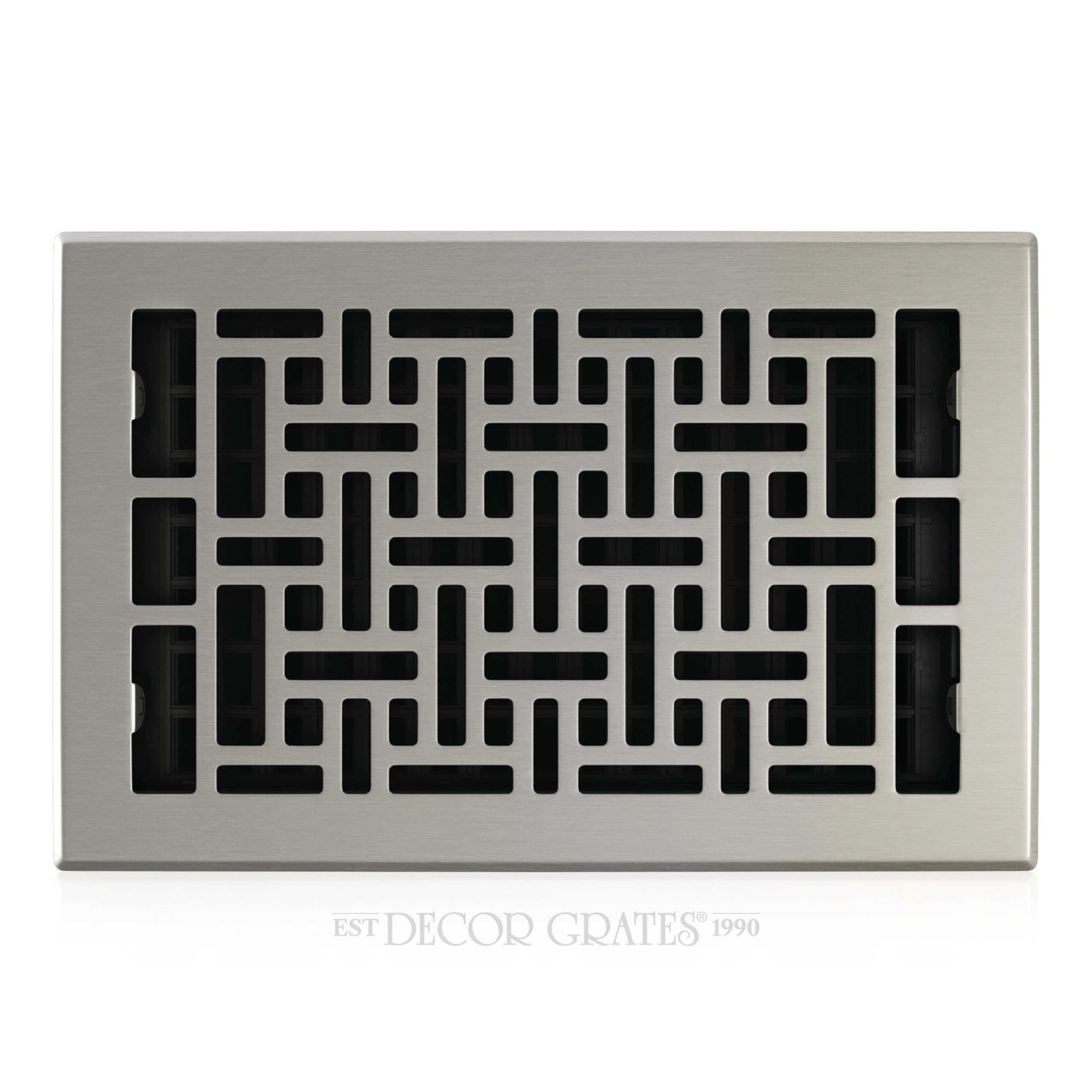 Decor Grates AJH610-NKL Oriental Floor Register, 6-Inch by 10-Inch, Nickel