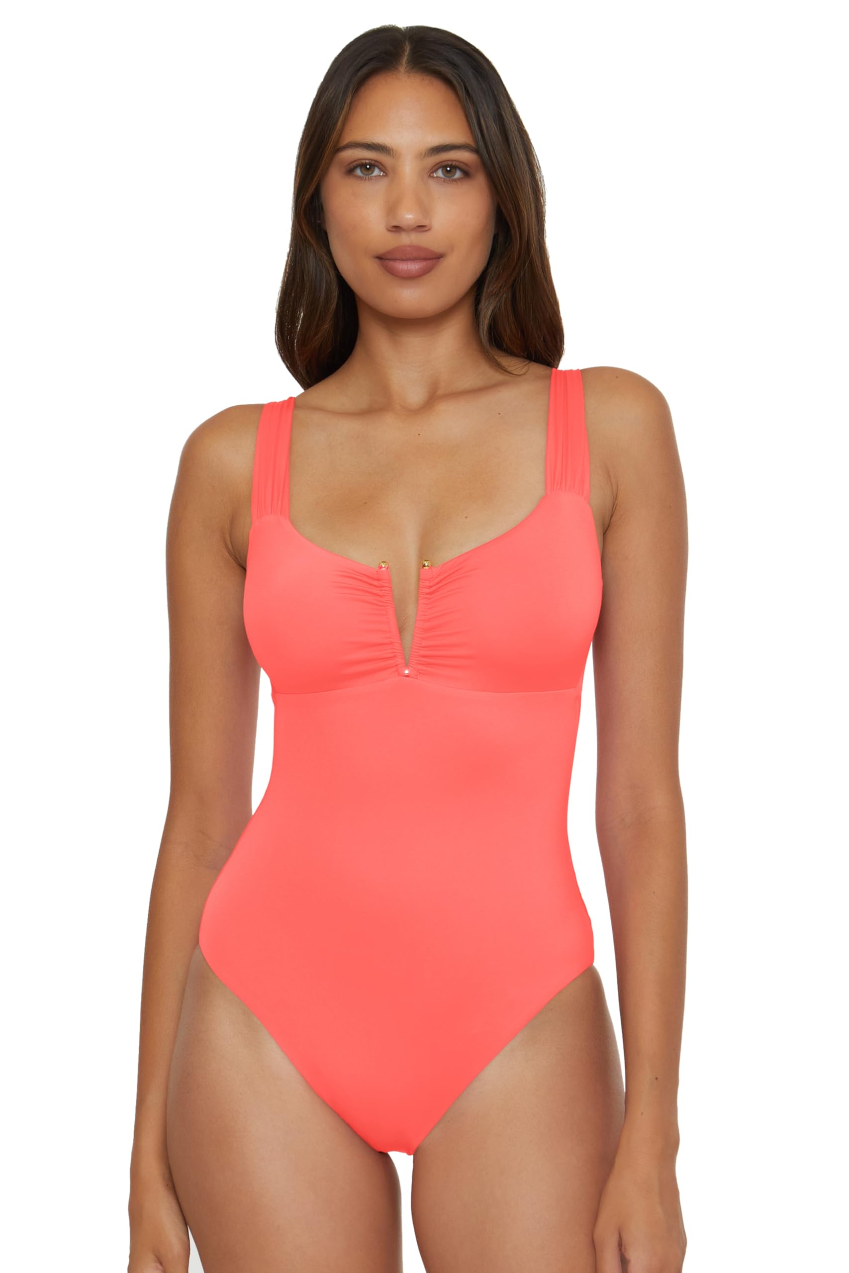 Becca Color Code - Womens V-Wire One Piece Swimsuit Adjustable Bathing Suits for Women
