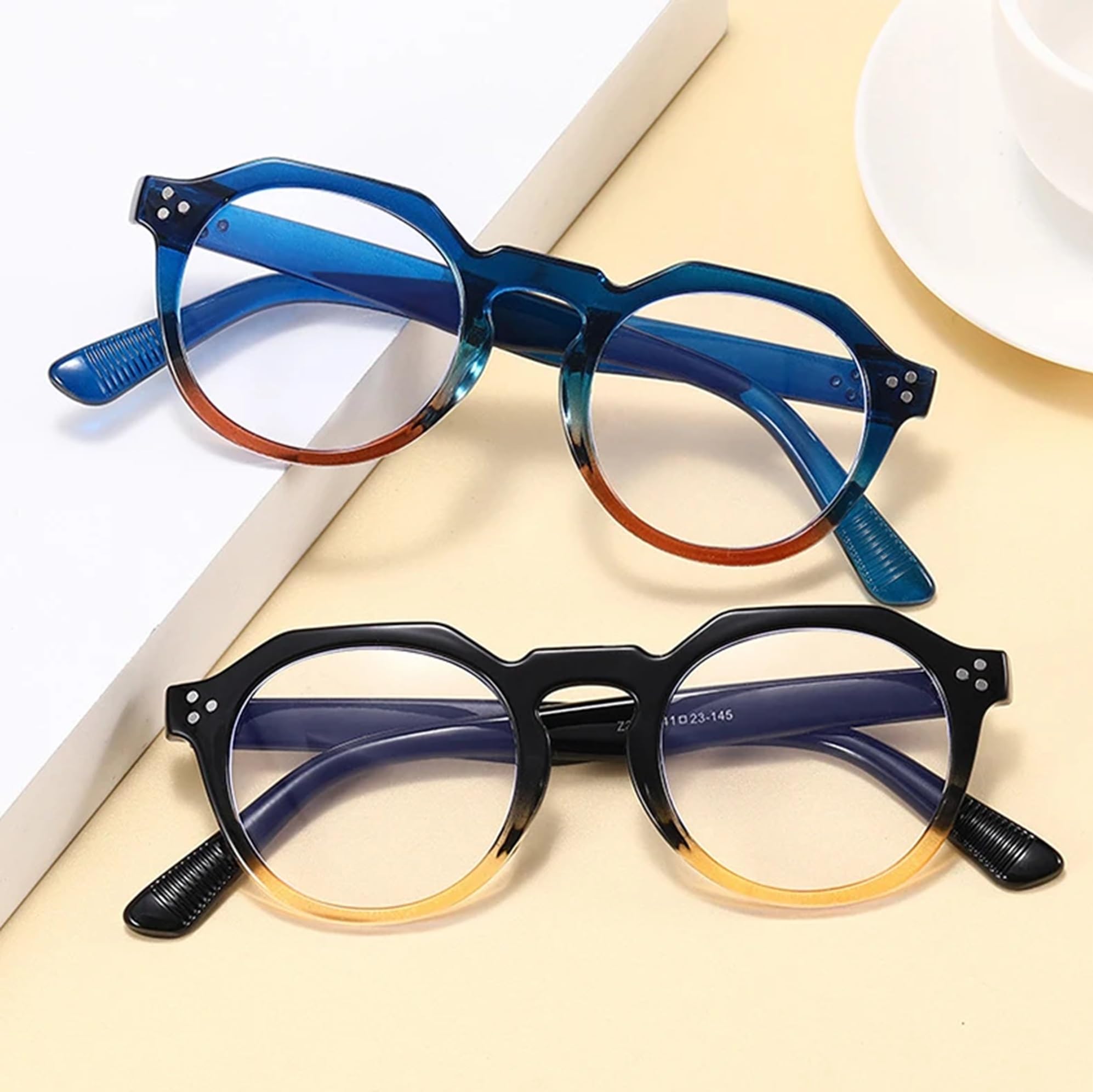 AUGEN Clear Lens Full Rim Square Spectacle Frame For Men And Women | Unisex Eyeglass | Round (C1) - Image 8 thumbnail