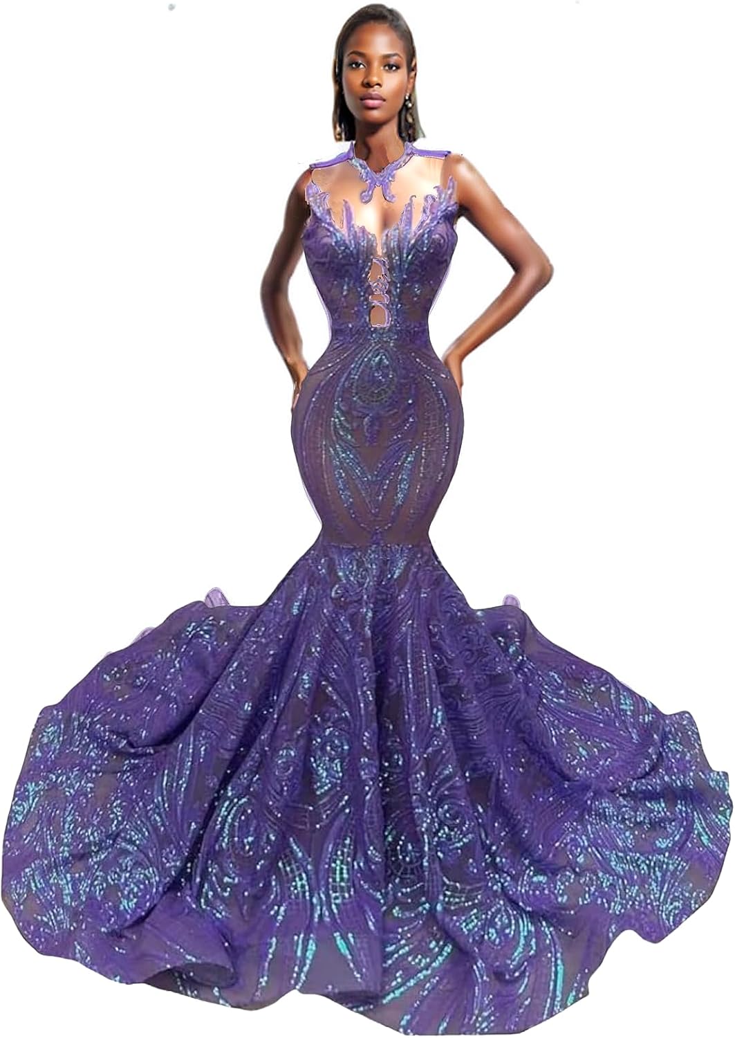 Keting Shiny Sequined Mermaid Women's Prom Party Evening Gala Dress Pageant Celebrity Gown