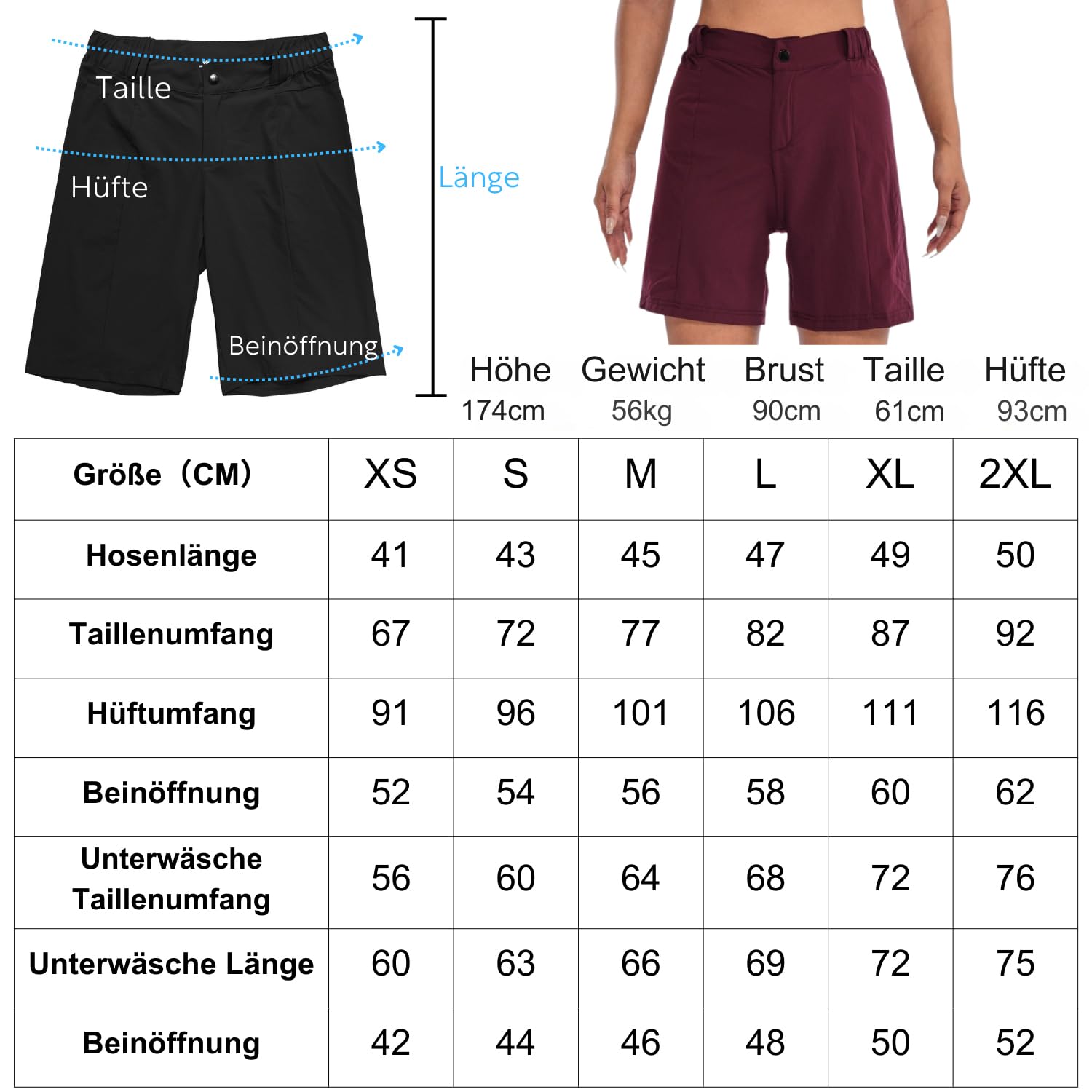 Wulibike Short de cyclisme pour femme - 2 en 1 - Rembourré - Avec rembourrage - Poches zippées