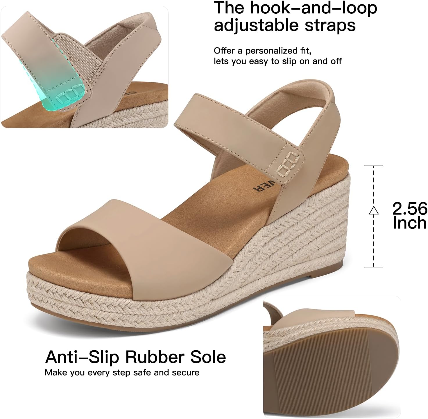 SHIBEVER Women's Wedge Sandals Espadrille: Arch Support for All-Day Comfort