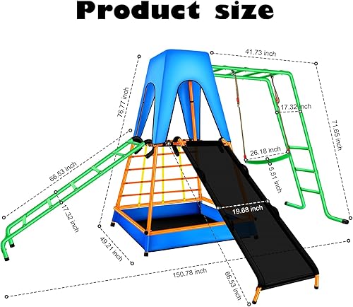 Miniatura 3 de Juguetes de escalada al aire libre para niños, juegos de columpios para patio trasero, equipo de juego al aire libre todo en uno para niños con