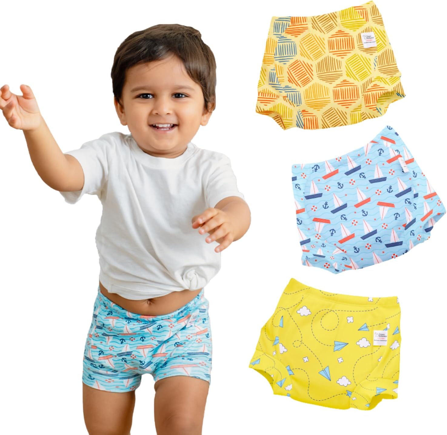 superbottoms Padded Underwearโข for Babies | for Potty Training & Mess-Free Diaper-Free time | 3 Layers of Cotton Padding | Absorb 1 Pee | Pull-up Style Potty Trainers