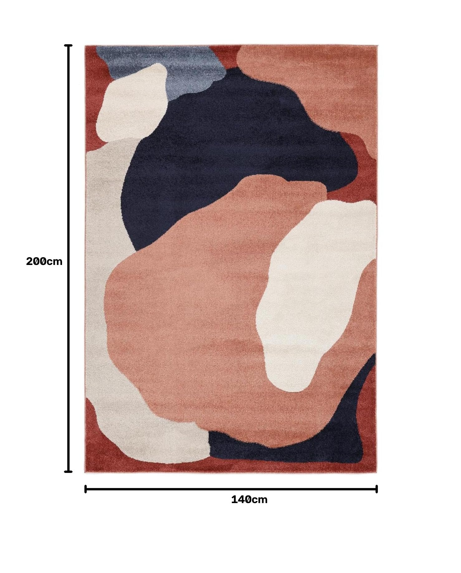 RugVista Big Sur, Alfombra, Modernas, 140 x 200 cm, Rectangular, Pelo Medio, Limpieza en seco, Oeko_Tex_100, Terracotta/Navy