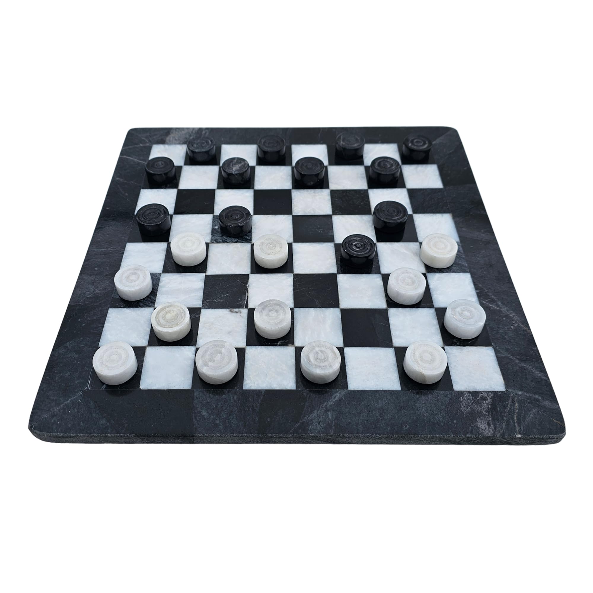 Jeu de 24 pierres pour femme en marbre - 36,5 cm - Avec 24 pierres - Couleur : noir et blanc - Gris - Produit naturel fait à la main - Idée cadeau