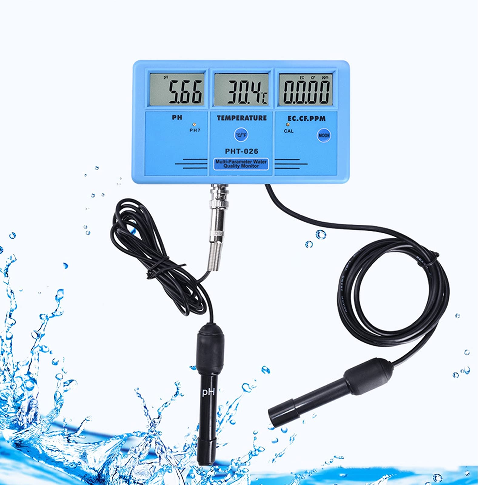 Monitor de Calidad del Agua multiparamétrico Medidor de pH TDS Detector de conductividad de Temperatura Herramienta de análisis de medición de acuarios
