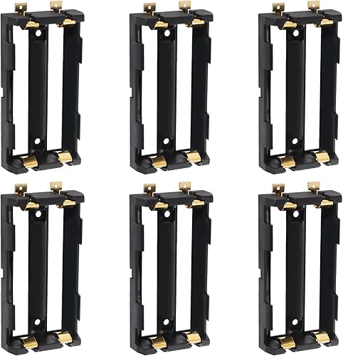 6 soportes de batería 18650 con 2 ranuras 18650 para batería 18650, caja de almacenamiento de batería de contactos de cobre (2 ranuras de 3.7 V)