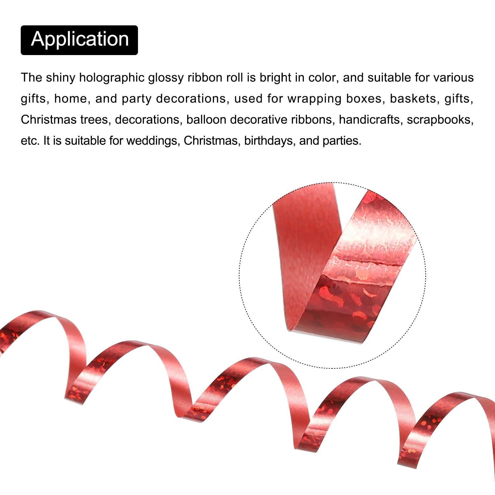 PATIKIL 4pcs Curling Ribbon Crimped Balloon String 5mm Laser Metallic Shiny 10m for Christmas Wedding Gift Crafts Florists Decoration Red - Image 4