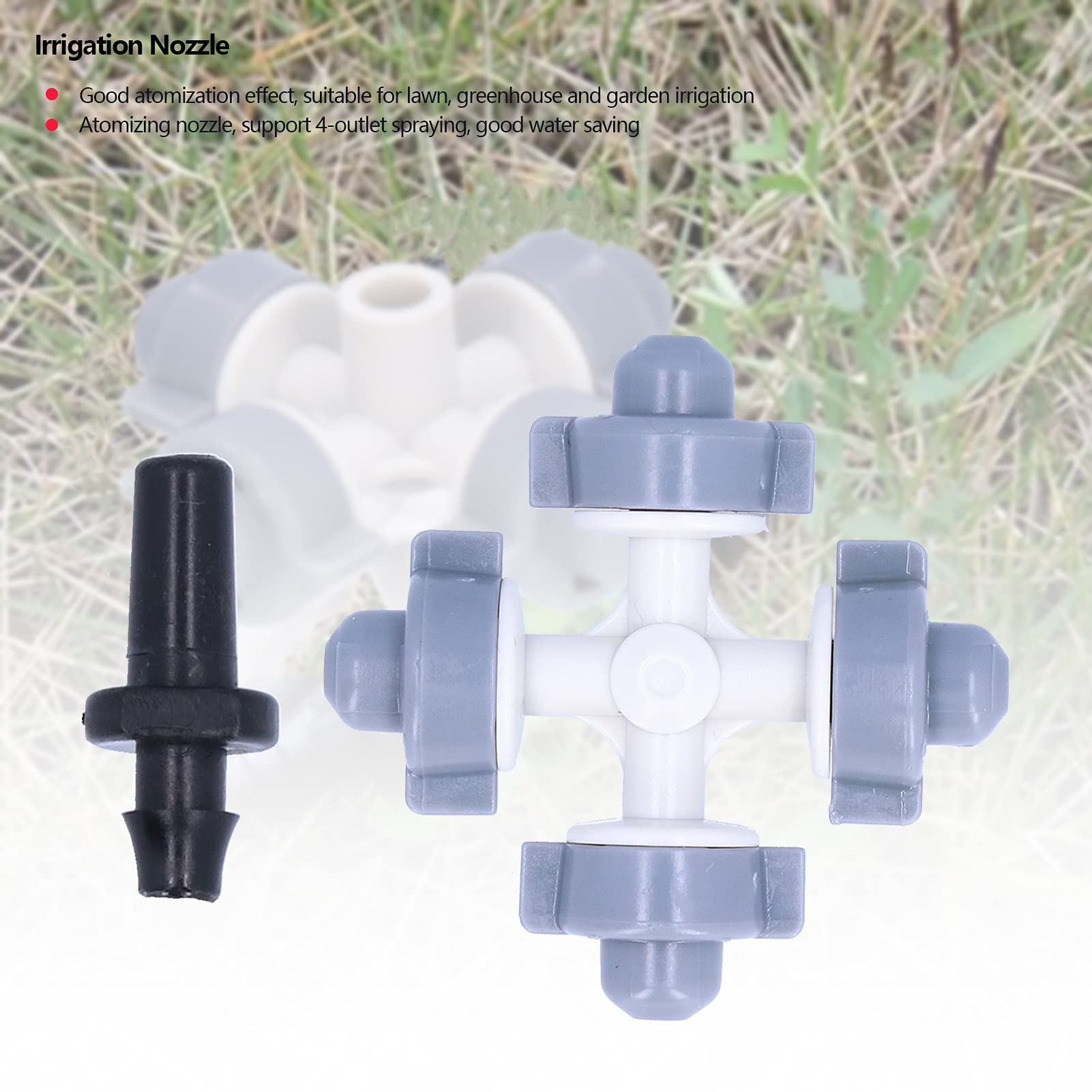 50 Set Ugello nebulizzatore, Ugello spruzzatore a 4 uscite, Ugello nebulizzatore per irrigazione da giardinaggio, Accessorio per irrigazione con irrigatore sospeso