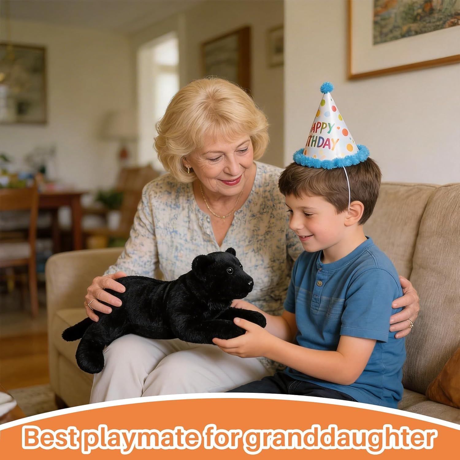 TRAVELKNOT Pantera Nera Peluche La Leoparda Nera Animali della Giungla Simulazione Kawaii Mini Peluche Morbido Natale Compleanno Regalo per Adulti Bambini 40cm