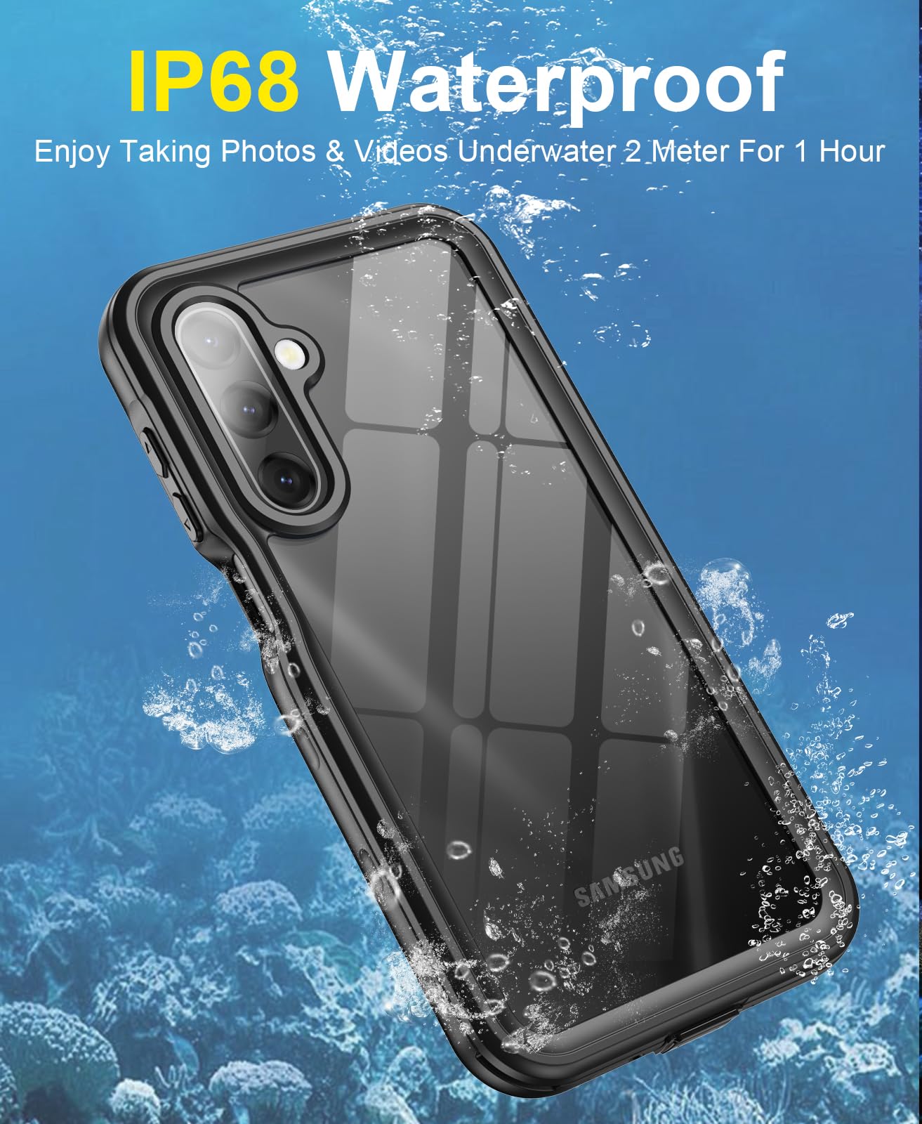Beeasy Cover per Samsung Galaxy A17 IP68 Impermeabile, 360 Antiurto Resistente Rugged Custodia con Fotocamera/Schermo Protezione, Integrale Indistruttibile Antipolvere Subacquea Acqua Case, 6.7", Nero