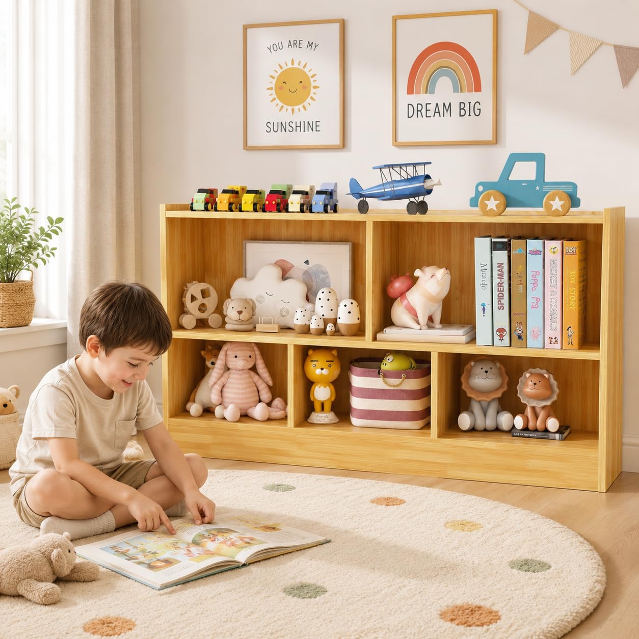 HONEY JOY Kids Toy Storage Organizer, 5-Section Storage Daycare