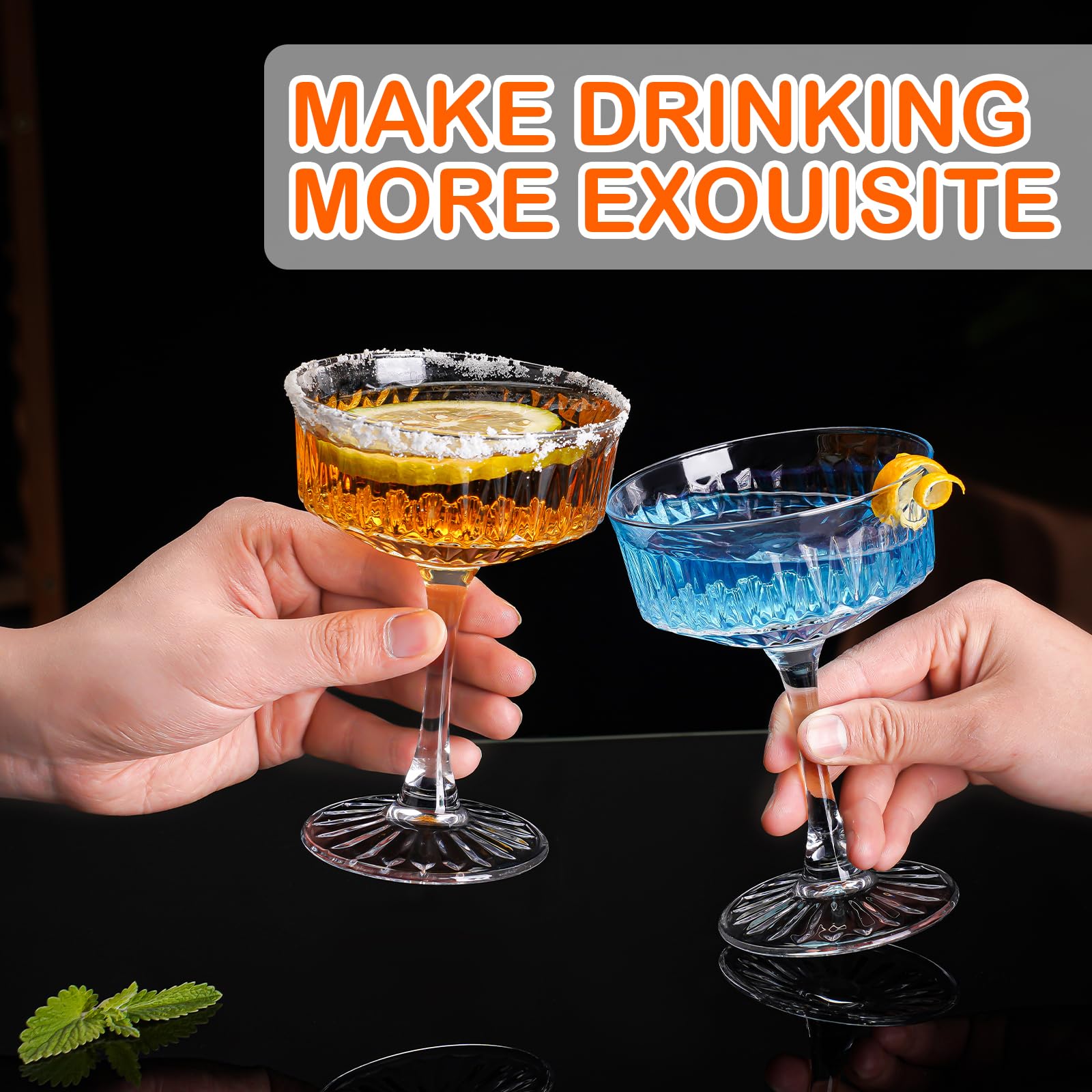 Amazon.com: wookgreat Crystal Coupe Glasses Set of 6, 6.8oz