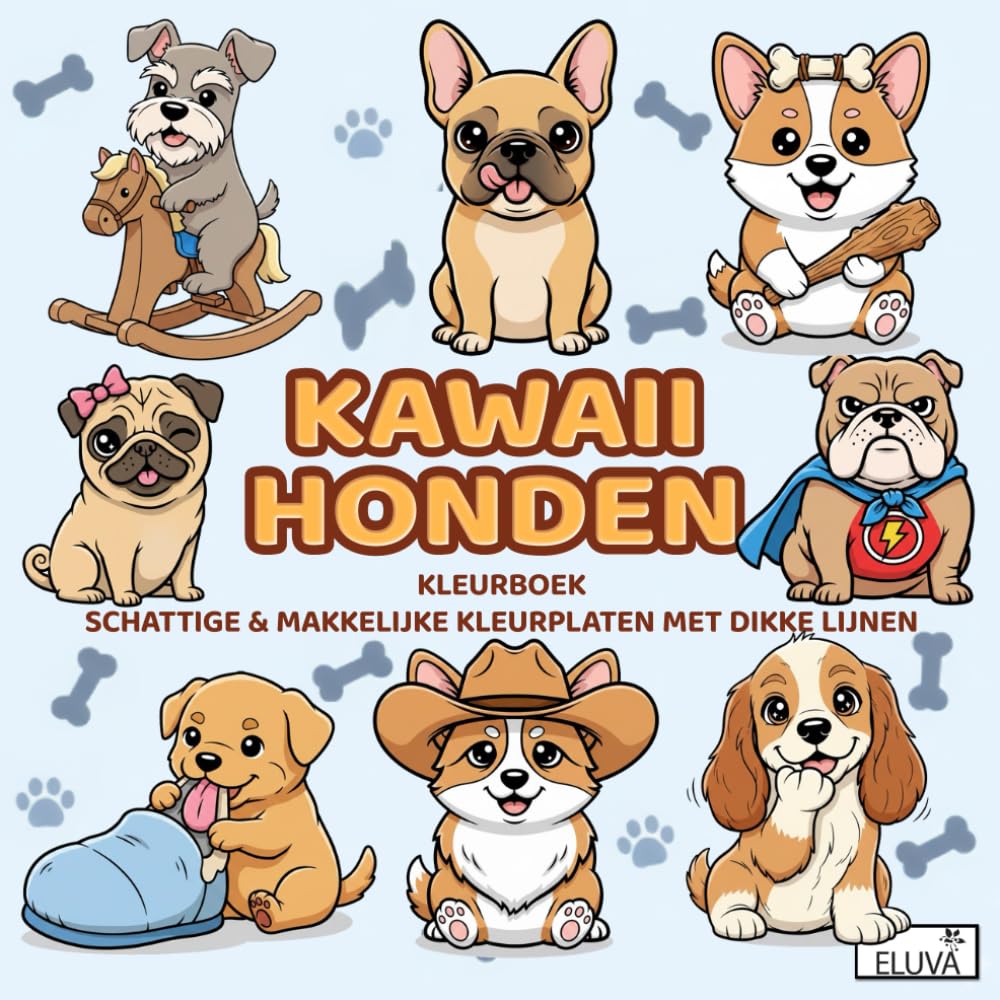 Cozy Kawaii Honden Kleurboek: Schattige & Makkelijke Kleurplaten met Dikke Lijnen: Een Ontspannend Kleurboek voor Volwassenen en Tieners | Eenvoudige en Knusse Ontwerpen om Stress te Verminderen