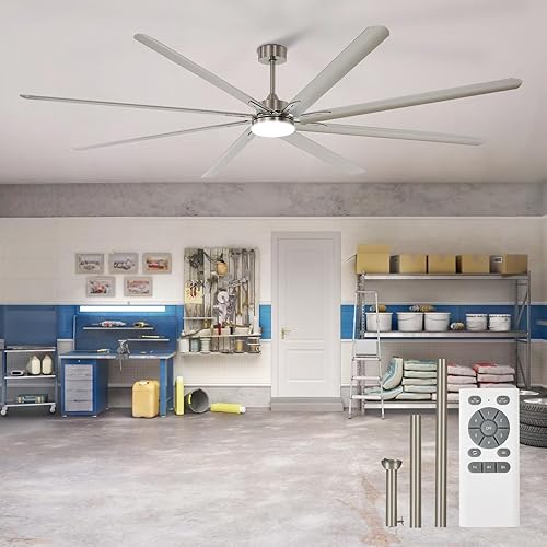 Miniatura 17 de Ventilador de Techo Grande con Luz: Ventilador Exterior de 100 Pulgadas - Ventilador de Techo Industrial con Control Remoto para Taller, Garaje,