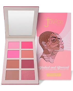 Juvias Place Blushed & Bronzed Blurring Pro Palette Volume 2 8 Shade Blush & Bronzed Palette, Matte & Shimmer Finishes, Buildable Pigment, Soft-Focus Powder, Sculpting and Blush Palette w/Mirror
