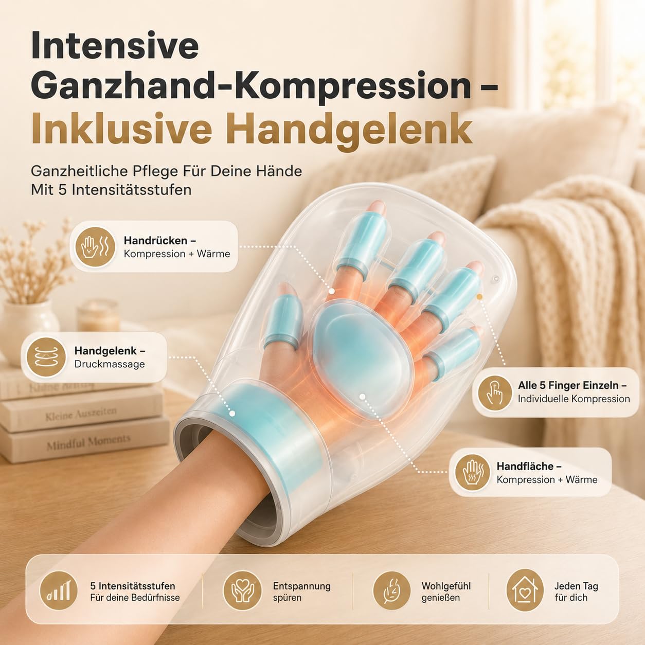 Cavirelle Handmassagegerät Bei Arthritis - Handmassagegerät Arthrose Für Finger Handflächen Mit Wärmetherapie Druckmassage Und Mehreren Modi