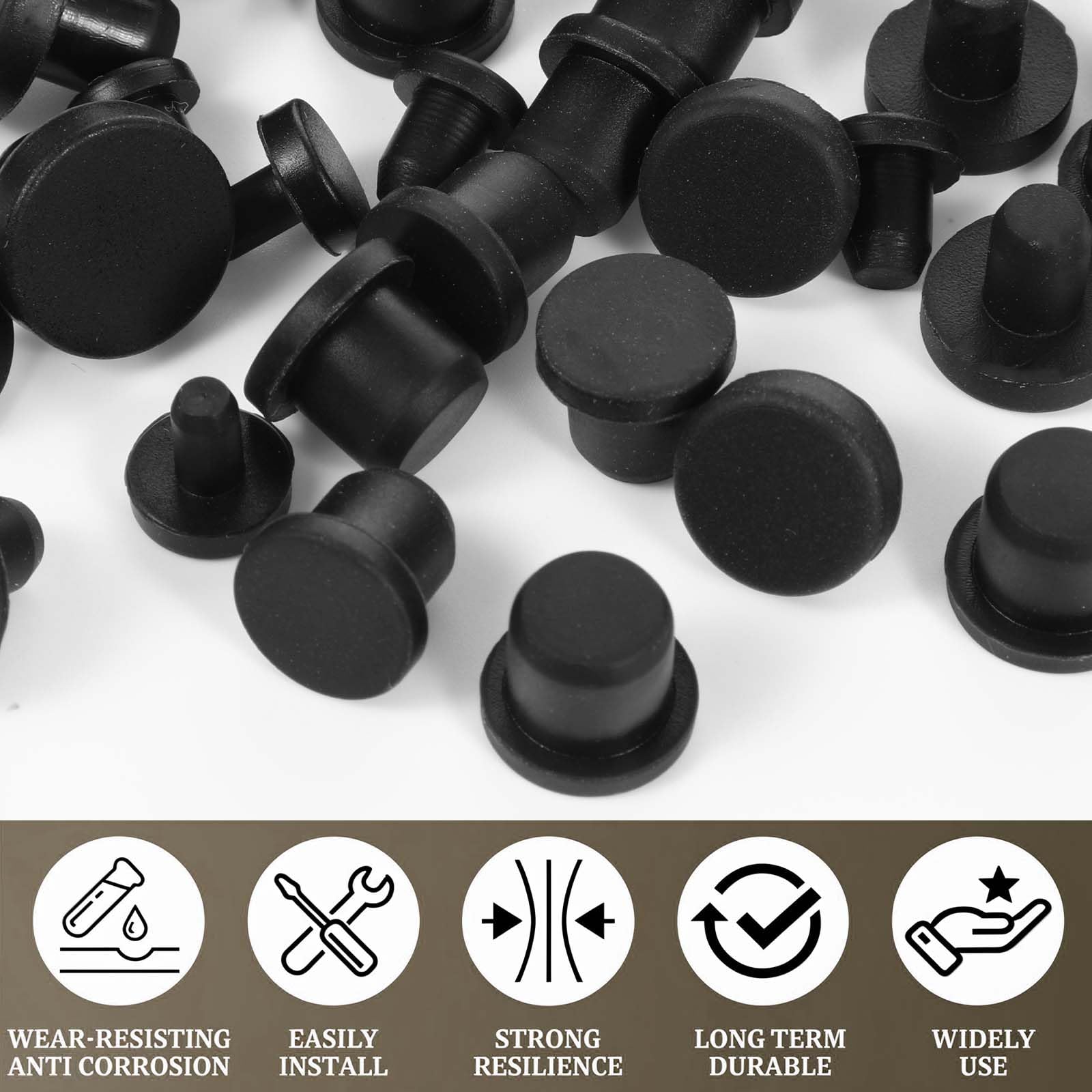 80 Pack Silicone Hole Plug, 8 Sizes Rubber Plugs For Round Holes Black Silicone Plug Cap Set Holes Stoppers Waterproof Hole Plugs For 4-9.5 Mm Inner Diameter Bottles Pipes Flower Pots