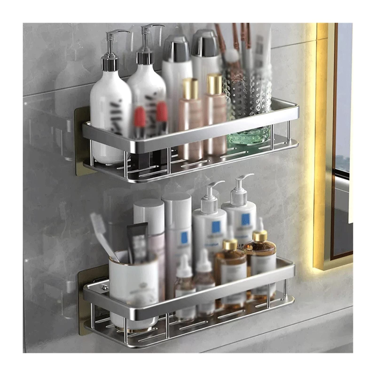 Mensola da Doccia Scaffale di stoccaggio Scaffale di stoccaggio in plastica semplice Scaffale di stoccaggio for WC Scaffale di stoccaggio a parete Scaffale di stoccaggio non perforato Mensola Bagno (