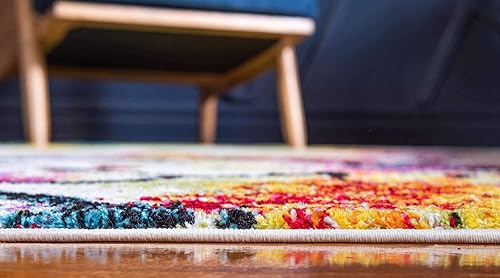 Miniatura 4 de Unique Loom colección Lyon - Alfombra abstracta y moderna, Polipropileno, Marfil  Rosa