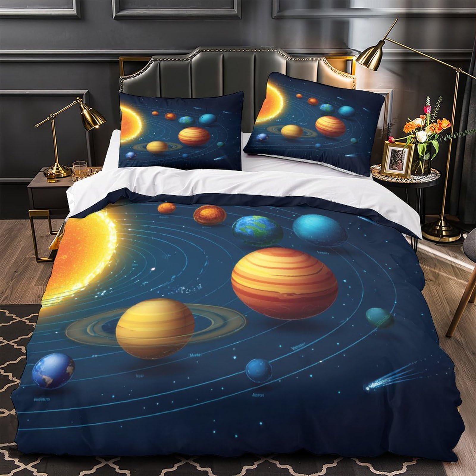 Parure de lit système solaire 135x200 pour chambre ado