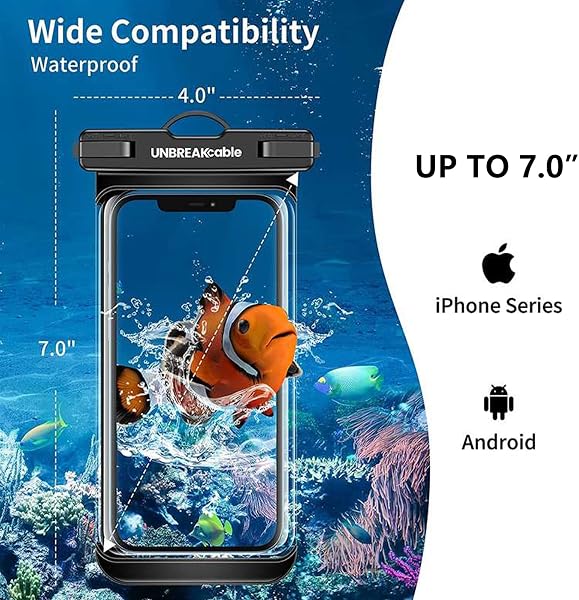 UNBREAKcable Waterproof Phone Case, 2-Pack IPX8 Universal Waterproof Phone Pouch Dry Bag for iPhone 17 16 15 14 13 12 11 Pro Max XR SE 2022 Samsung S25 S24 S23 S22 Ultra Huawei P70 Mate 70 up to 7" - 5