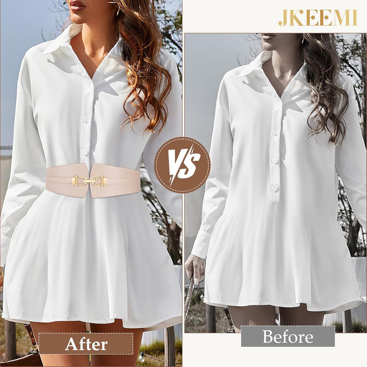 Wide Elastic Belts for Women Stretch Belt Gold Buckle Stretchy Waist Belts for Dresses Coats - Image 7