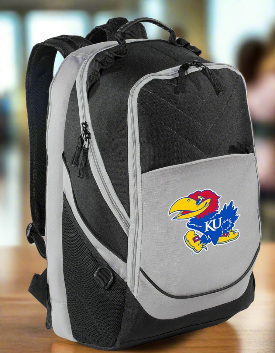Broad Bay Kansas Jayhawks Backpack Official University of Kansas Bag w/Laptop Section (Black & Gray)