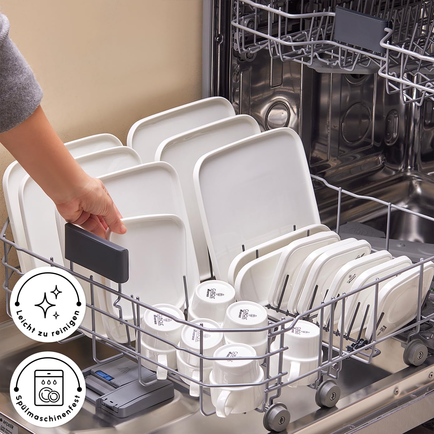 Karaca Cubique zestaw śniadaniowy, kwadratowy, 35-częściowy kubek do herbaty/kawy, serwis obiadowy, biały, 35-częściowy zestaw talerzy, porcelanowy serwis obiadowy dla 6 osób, zestaw zastawy stołowej