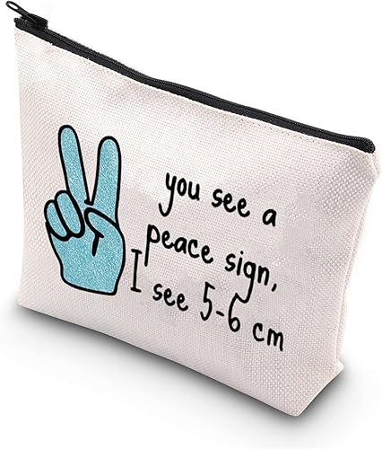 TSOTMO Novedoso trabajo de parto y parto Enfermera Regalo You See A Peace Sign I See 2.0-2.4 in OBGYN Bolsa de maquillaje Bolsa de maquillaje,