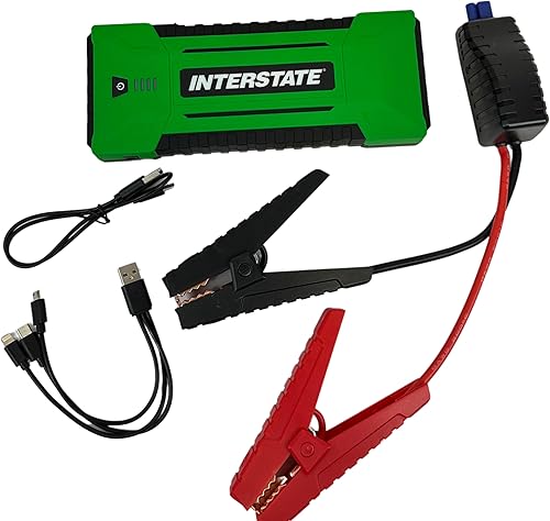 Interstate Batteries Arrancador y cargador de salto de 12 V 1200 A (17,000 mAh, 17 Ah) batería portátil LED Jumpstart batería para automóviles de 12