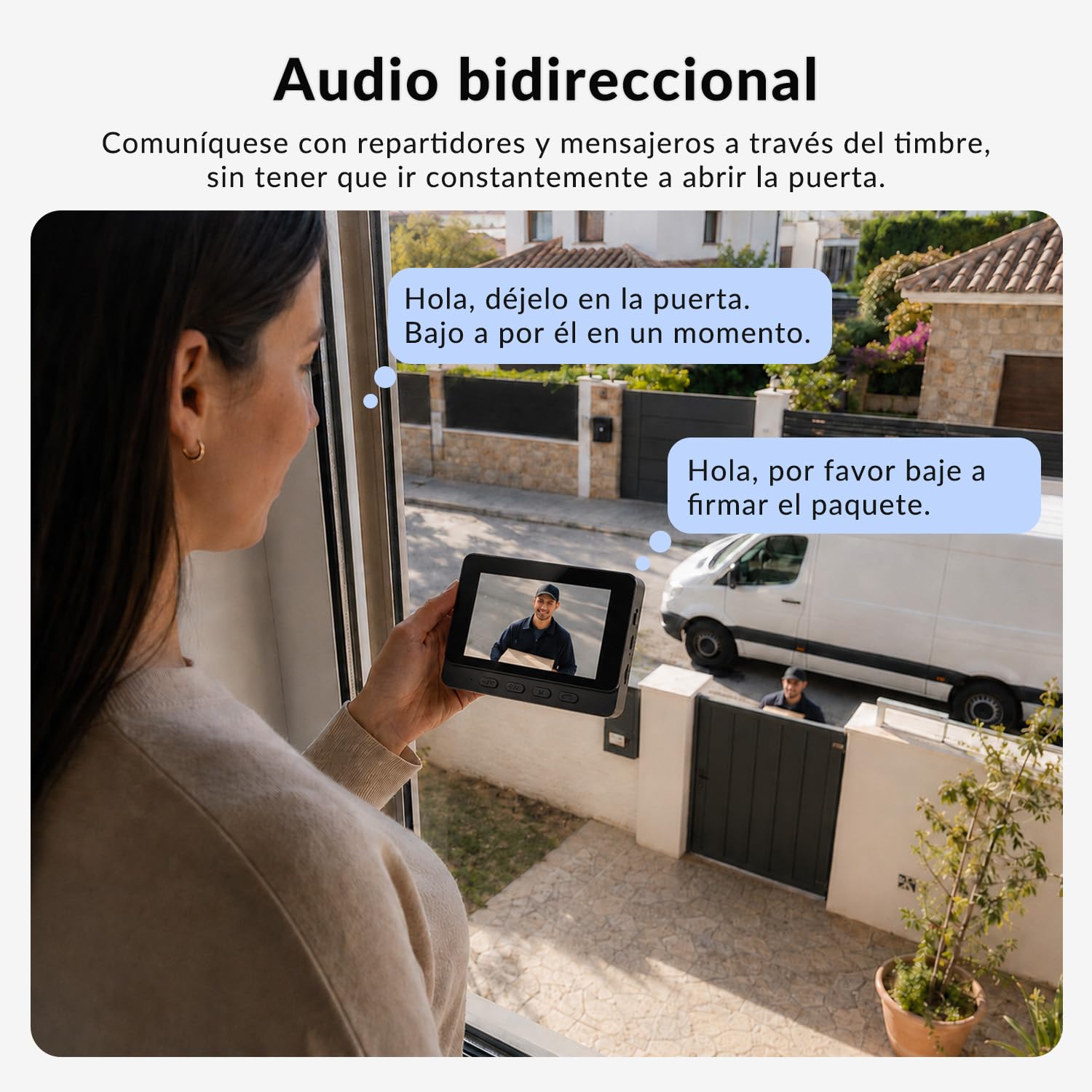 Zeerkeer Timbre Inalámbrico Exterior Impermeable 1080P, Videoportero con Cámara Inalámbrico de 4,3 Pulgadas, Intercomunicador de Vídeo Exterior con Pantalla Ángulo de Visión 170°