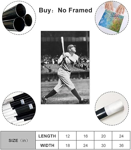 Miniatura 2 de LVTFCO Póster de Babe Ruth para niños, para dormitorio, béisbol, deportes, citas, papel firmado, arte de pared, estilo sin marco, 12 x 18 pulgadas
